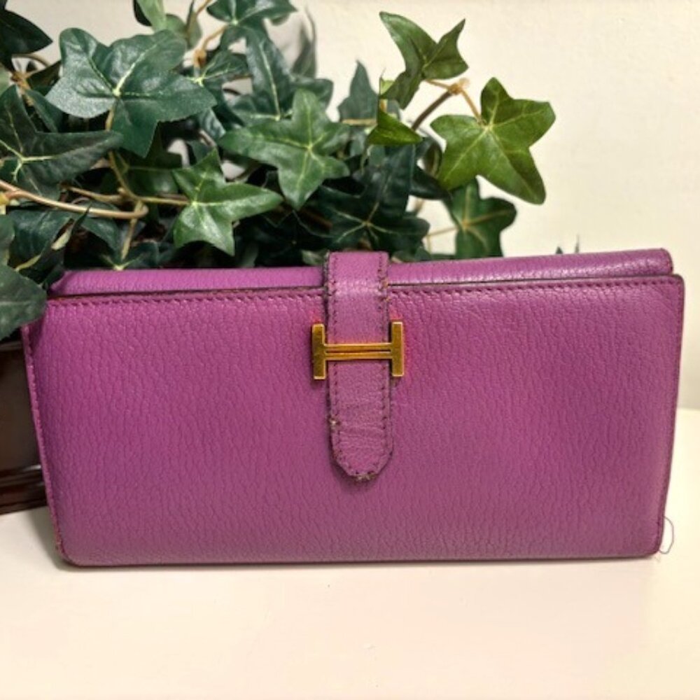 🎆HERMES BEARN DUPRI-EPSOM LEATHER TRI-FOLD LONG WALLET
